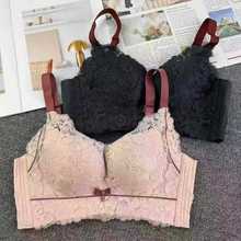 4390#低价库存高档蕾丝女士性感多排扣文胸无钢圈聚拢防下垂内衣