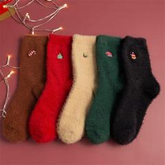 冬の新型ミンクの毛のクリスマスの靴下の刺繍の女性のストッキングの赤いクリスマスイブの靴下のクリスマスツリーの靴下の卸売り