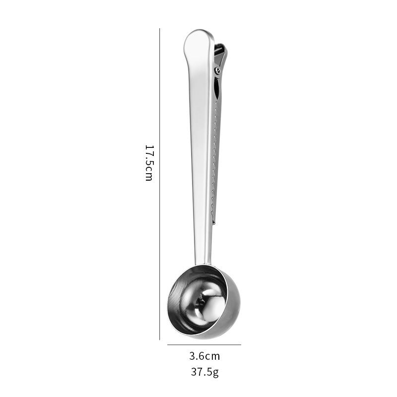 430 clip de cuchara de café de acero inoxidable dos en uno cuchara de leche en polvo para el hogar cuchara de medición herramienta para hornear clip de sellado