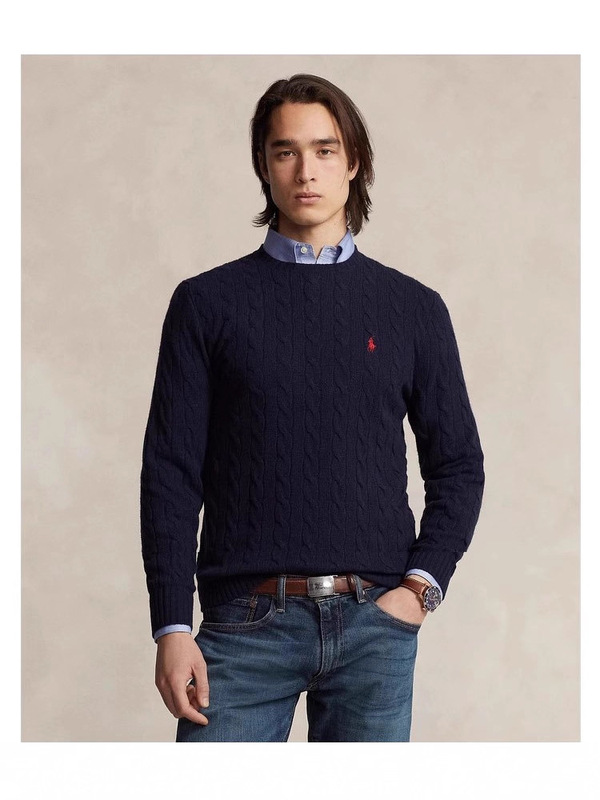 Paul Autumn and Winter Knitwear Men's Long-Sleeved 2025 New Pure Color Bottoming Shirt Round Neck Pony Embroidered Versatile Knitwear for Men