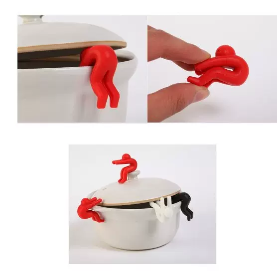 创意硅胶小人锅盖抬高防溢器筷子支架防止汤水溢锅厨房实用小工具