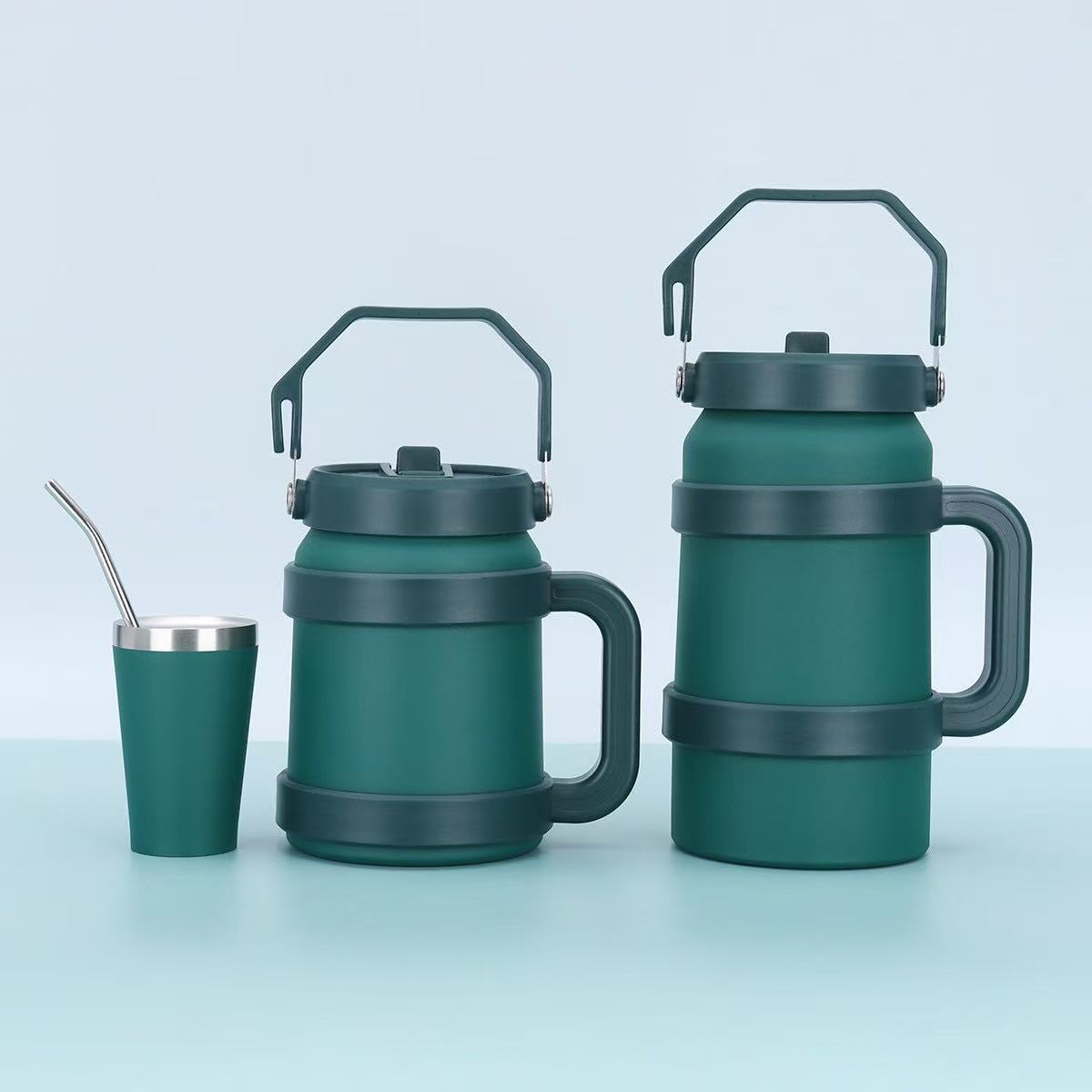 Portable al aire libre 50oz Toneladas Toneladas Toneladas Taza de paja de almacenamiento en frío de gran capacidad Mango Copa Bingba Taza termo de acero inoxidable 304