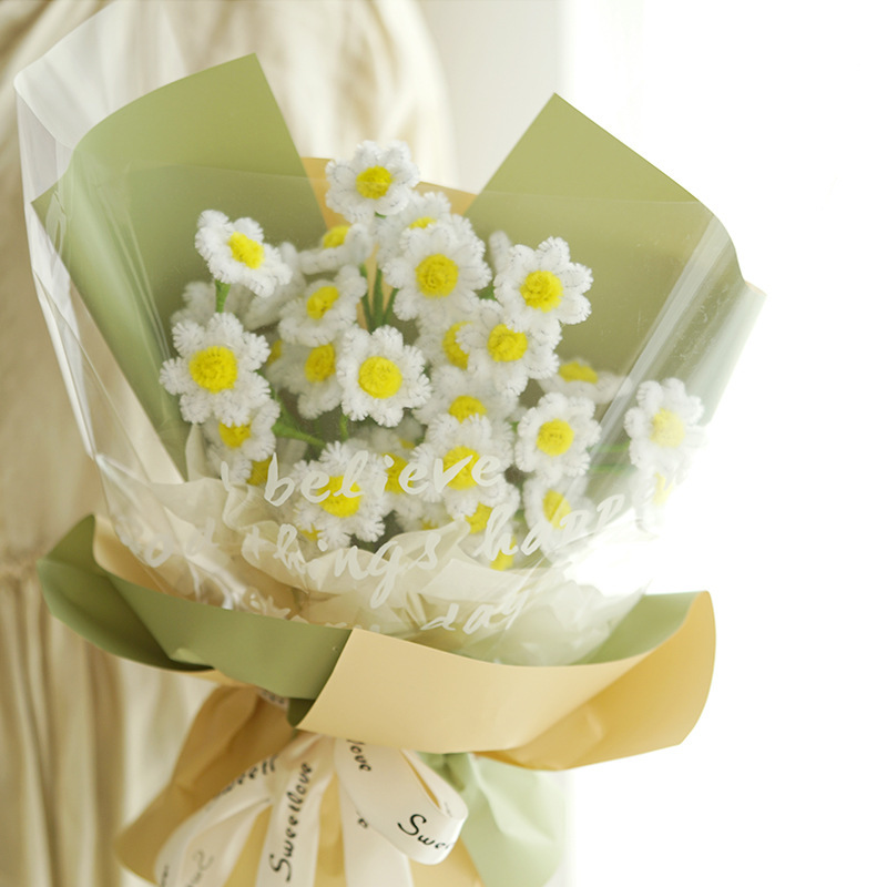 ひまわりの花束をねじって手作りします。|undefined