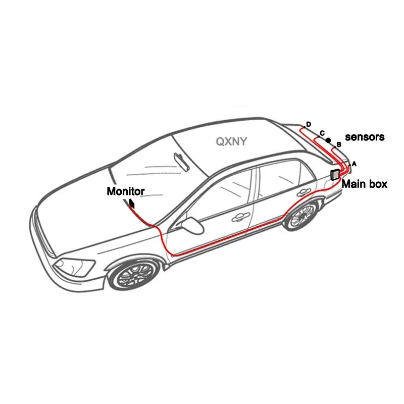 Car buzzer with built-in reversing radar assistance can be paired with a rearview camera system, featuring 4 rear sensors, directly supplied by the manufacturer