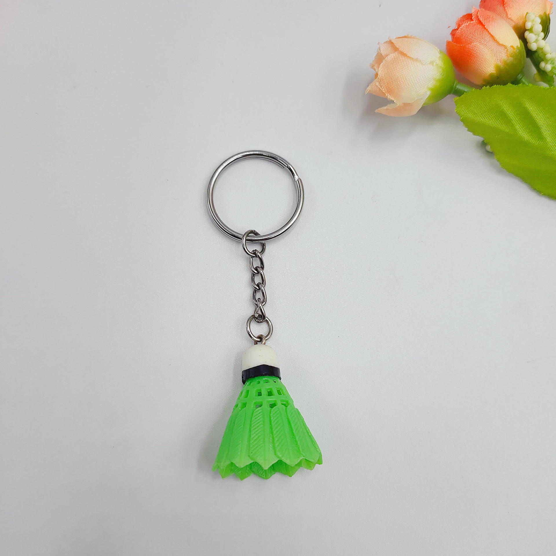 Mini pequeño tamaño de simulación de bádminton llavero colgante adornos deportivos ventiladores pequeños regalos transfronterizos