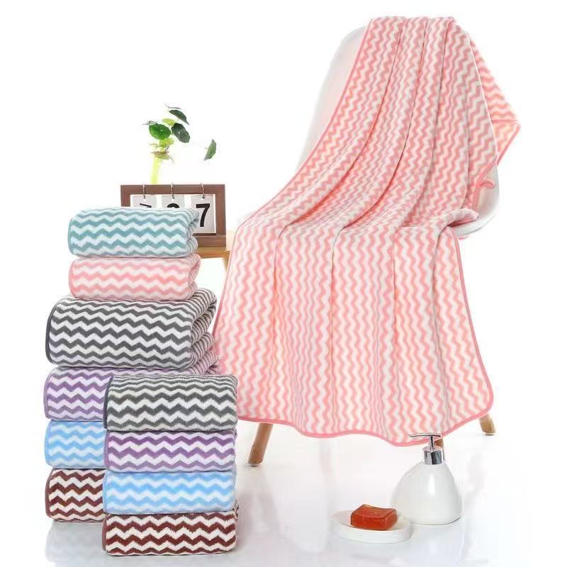 Cross-border water corrugated towel bath towel color soft absorbent water corrugated coral fleece towel bath towel wholesale
