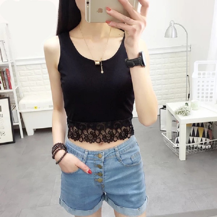 帮手描述图：蕾丝吊带背心女夏季百搭打底上衣女性感外穿短款吊带
