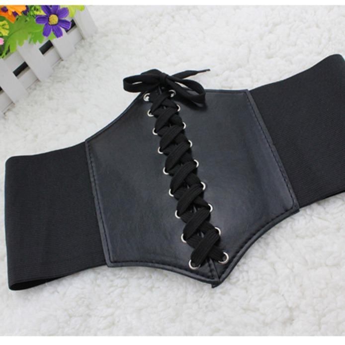 韩版时尚宽腰封 女 欧美风宫廷腰饰 修身超宽腰封 潮流绑线腰带