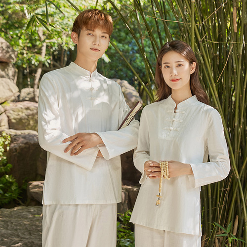 Cotton and Linen Yoga Set Zen Meditation Clothing TCM Woman Monastic Clothes Tai Chi Clothes Tea Drinking Clothes Qigong and Seated Meditation, One Piece Shipping