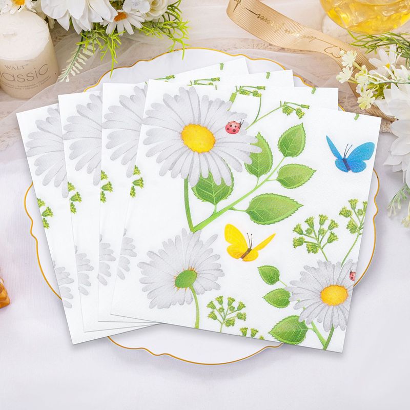 国境を越えたプリント白菊の花使い捨てペーパータオルホテルパーティー洋食レストランナプキンホリデーパーティーナプキン|undefined