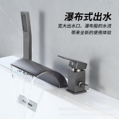 落地浴缸龙头冷热全铜分体缸边式龙头三件套浴缸混水龙头洗脸盆