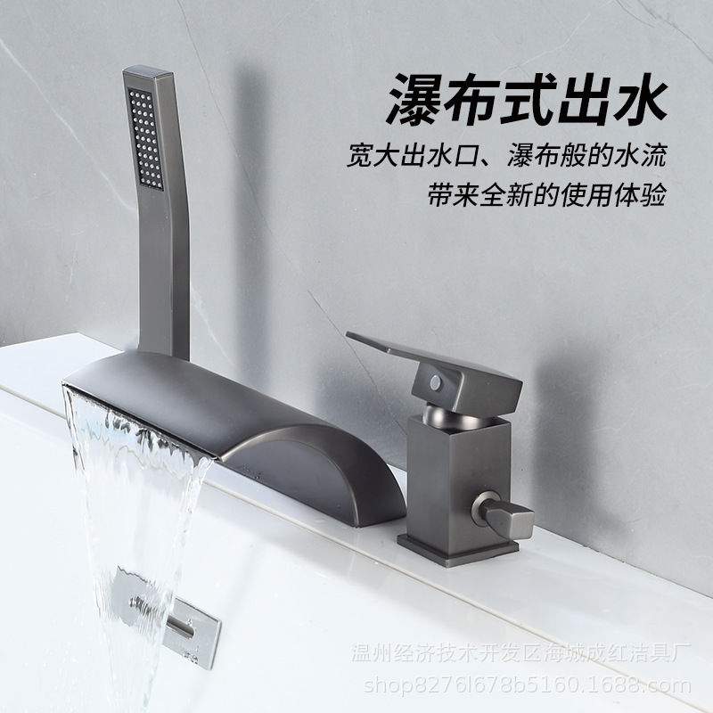 Floor-Standing Bathtub Faucet Hot and Cold All-Copper Split Tank Side Faucet Three-Piece Set Bathtub Mixing Faucet Washbasin
