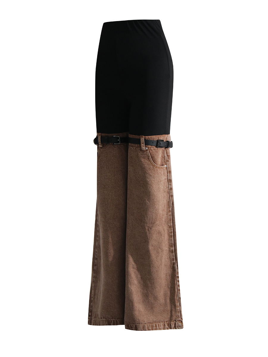 Pantalones casuales de mezclilla acampanados para mujer, estilo nicho con diseño de cintura elástica versátil, efecto adelgazante, nueva moda 2026 para primavera image 7