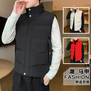 Men's Vest for Autumn and Winter Korean Version, Warm down Cotton Youth Vest, Men's Thickened Vest Jacket, Youth Plus Size Sleeveless Jacket