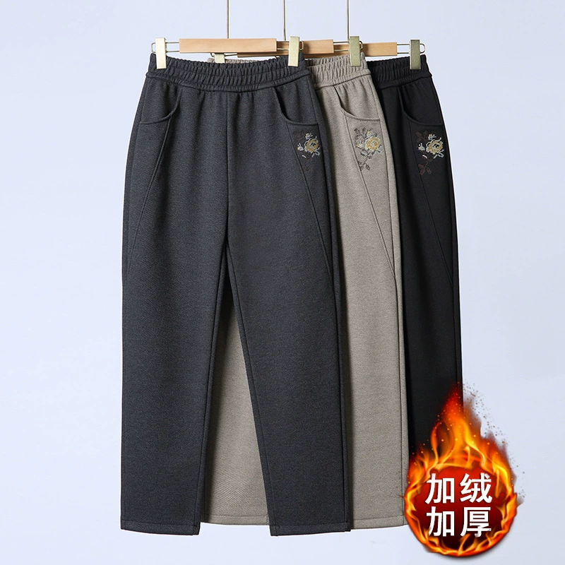 Маленькие мамы брюки новый средний и пожилой пожилой бабушки осенью и зимой толстые спортивные брюки среднего возраста осенние женские брюки