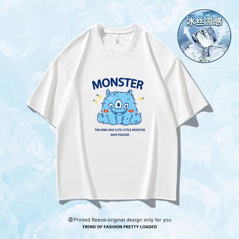 Camiseta de mangas cortas de hielo de Hong Kong 2025 verano caliente para hombres y mujeres transpirables sensación de secado rápido de moda blusa versátil