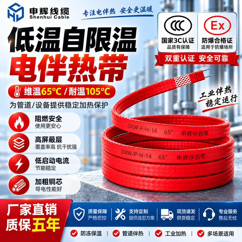 Flame-Retardant and Explosion-Proof Self-Regulating Heating Tape for Industrial Pipelines, Constant Temperature Heating Tape, 220V Low-Temperature Self-Limiting Heating Tape Flame-Retardant and Explosion-Proof Self-Regulating Heating Tape for Industrial Pipelines, Constant Temperature Heating Tape, 220V Low-Temperature Self-Limiting Heating Tape