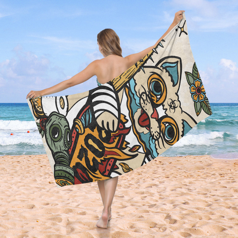 Waffle toallas de playa Amazon venta caliente vacaciones de playa al aire libre absorción de agua engrosada piña toallas de baño de impresión digital