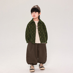 暢果童裝男童襯衣秋裝兒童韓版森系格紋花襯衫中小童春長袖上衣
