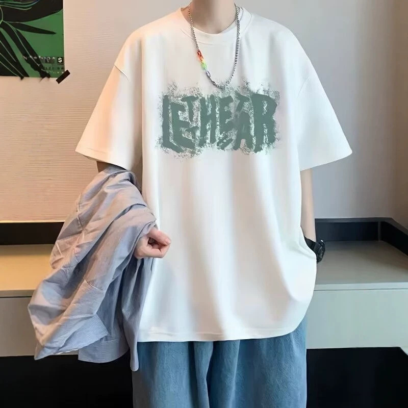 2026 Summer New Hong Kong Style Trendy Brand Fashion Short-Sleeve T-Shirt for Men, Trendy Youth Loose Fit Slimming Versatile Top