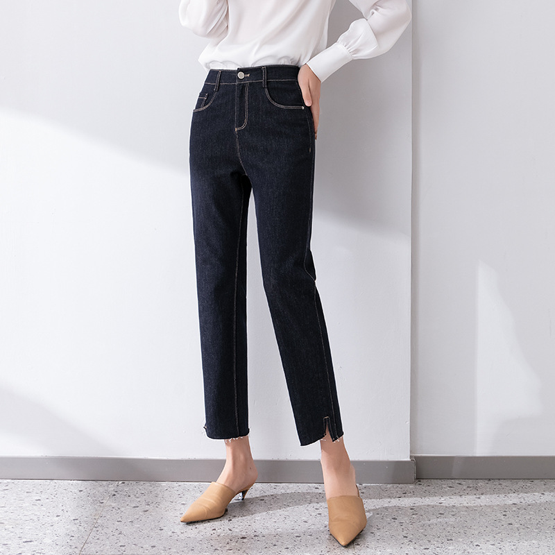 牛仔裤女春季2021年新款高腰显瘦宽松复古百搭裤子九分烟管直筒裤