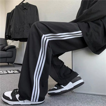 2022休闲现货条纹黑色青年微弹长裤普通高腰裤子男加长跨境东南亚