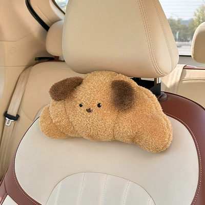 Headrest Cute Croissant Bag, Comfortable Neck - croissant-puppy-headrest-coffee-color