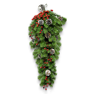 New Christmas Tree Cross-Border Artificial Falling Snow Pine Cone Red Fruit Christmas Creative Garland Hanging Decoration Shopping Mall Railing Decoration