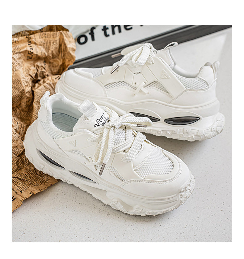 Giày thể thao nam sneaker lưới thoáng khí đế cao su đúc phun, gót thấp 1–3 cm — YC512 màu trắng, YC512 màu đen chi tiết 11
