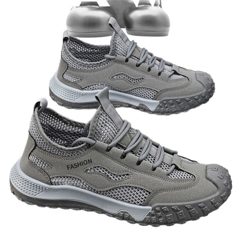 Zapatos de hombre de herramientas, malla de otoño, deportes de montañismo transpirables, correr de ocio, trabajar, antideslizante, resistente al desgaste, zapatos de moda de seguros laborales