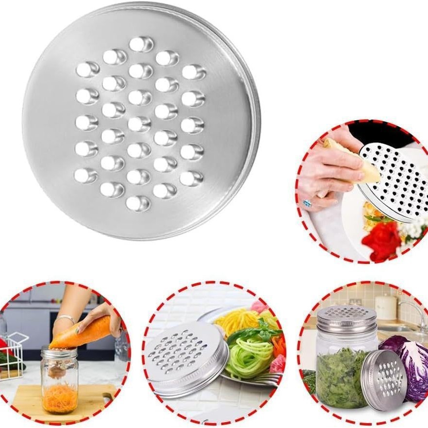 Amazon Hot Sale 86mm calibre raspador cubierta 304 cubierta de acero inoxidable boca estrecha cubierta de latas Mason artículos de cocina