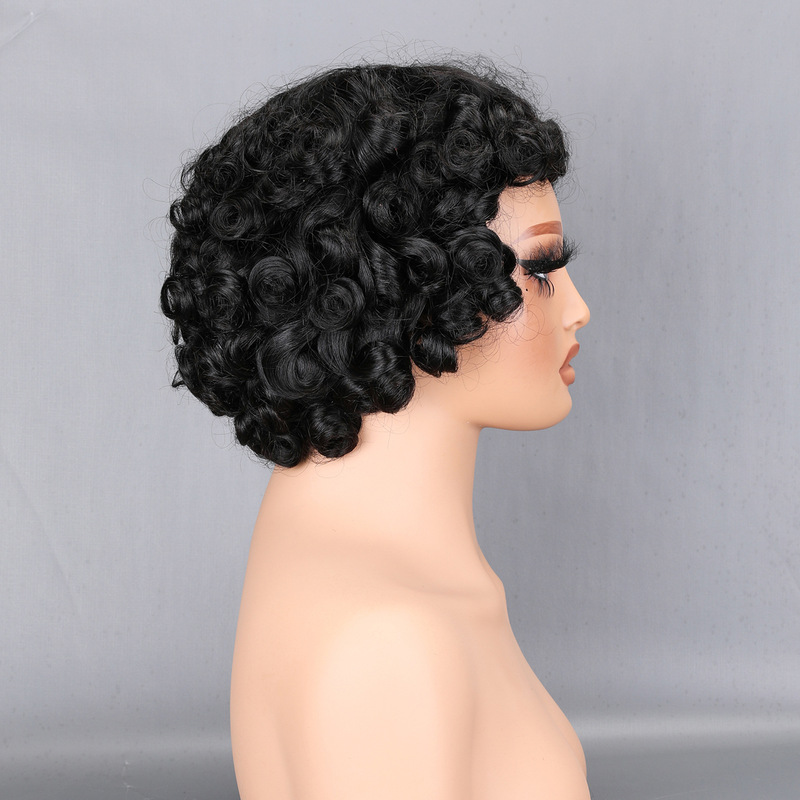 机制头套卷发小卷CURLY档口爆款厂家现货真人发假发human hair|undefined