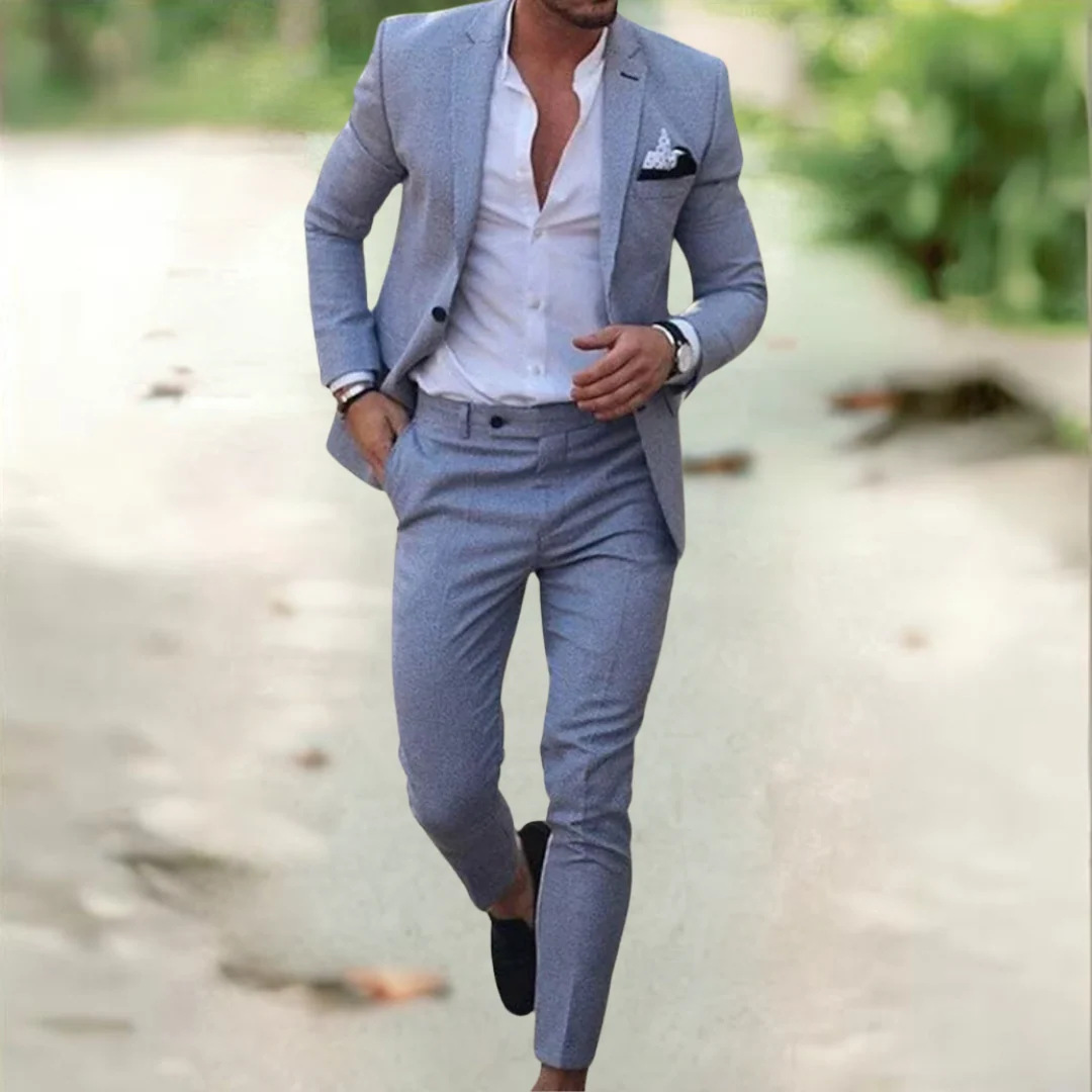Traje Formal de Hombre Set de 3 Piezas de Algodón con Solapa Chal para Escenario y Bodas