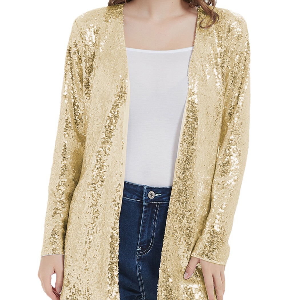 Chaqueta Blazer de Lentejuelas para Mujer de Poliéster Casual