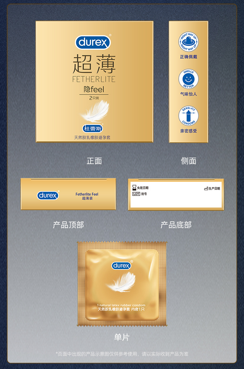 Durex Hide Feel Ultra-Thin Latex Condoms, 3 Pieces, Medium, Unscented — detail image 17