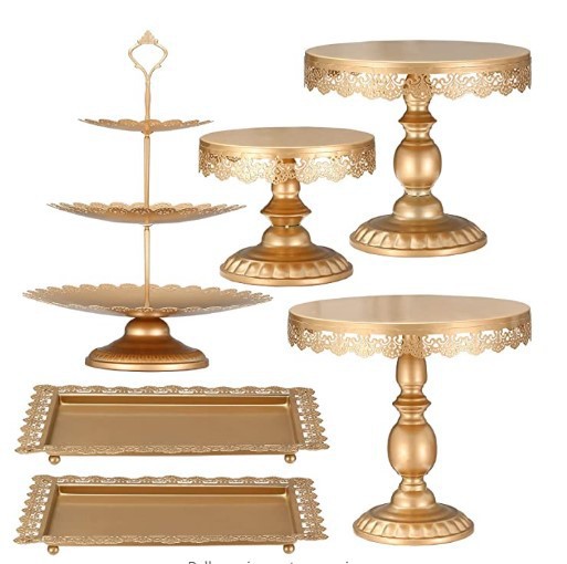 Estilo europeo creativo oro hueco soporte de la torta accesorios de la boda decoración de la Mesa de postre tienda de postres pastel de postre combinación image 5