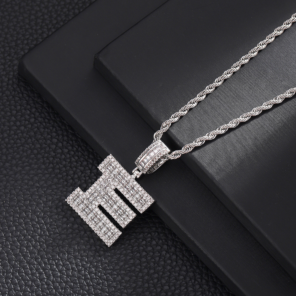 Hip-Hop Vintage Style Letter 304 Stainless Steel Copper Men's Pendant Necklace J 20Inch Hemp Flowers Chain Silver display picture 7