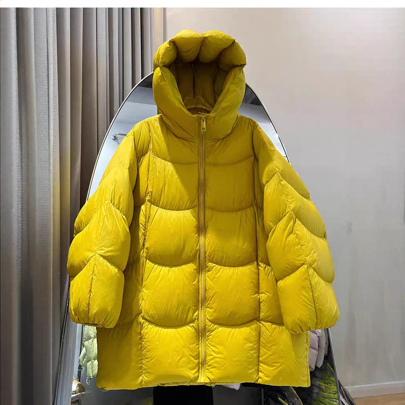 云朵泡芙2025新款羽绒服女装中长款加厚保暖外套时尚连帽宽松显瘦|undefined