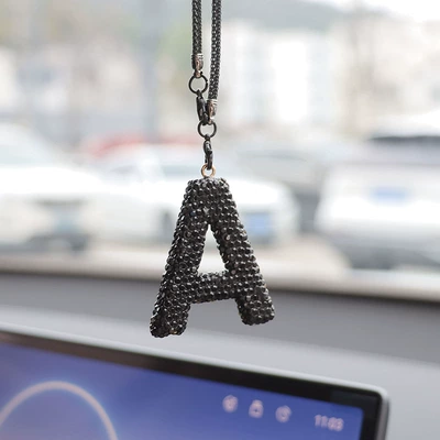 Cross-border letter clay car – Car hanging - a-black-letter-car-pendant