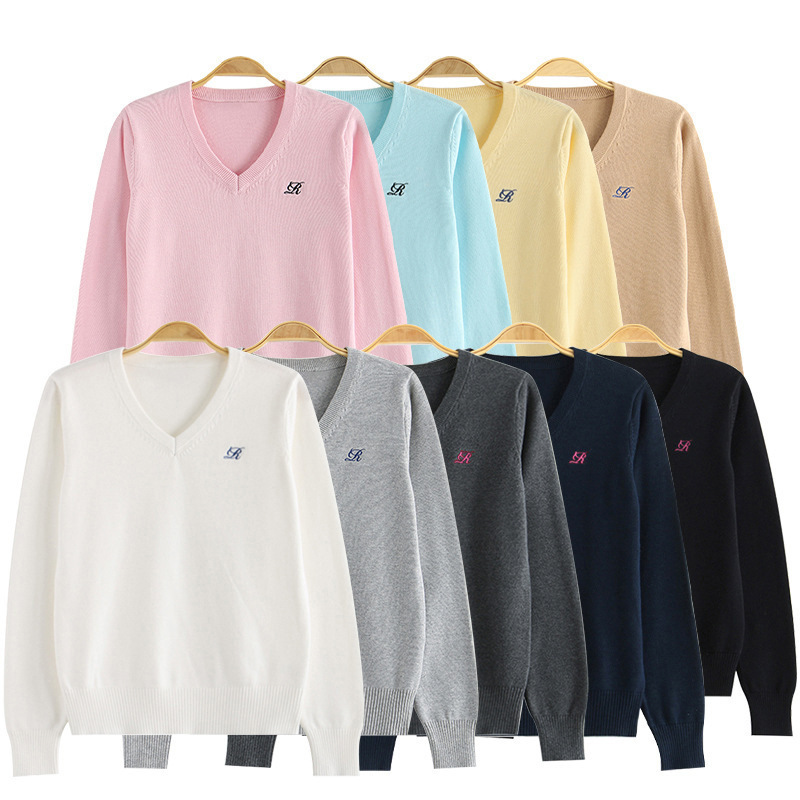 Kawashima & Water Jizhong/Original Jk Knitwear Suit V Neck Pullover Class Uniform Embroidered Long-Sleeved Knitwear Autumn and Winter Kawashima & Water Jizhong/Original Jk Knitwear Suit V Neck Pullover Class Uniform Embroidered Long-Sleeved Knitwear Autumn and Winter