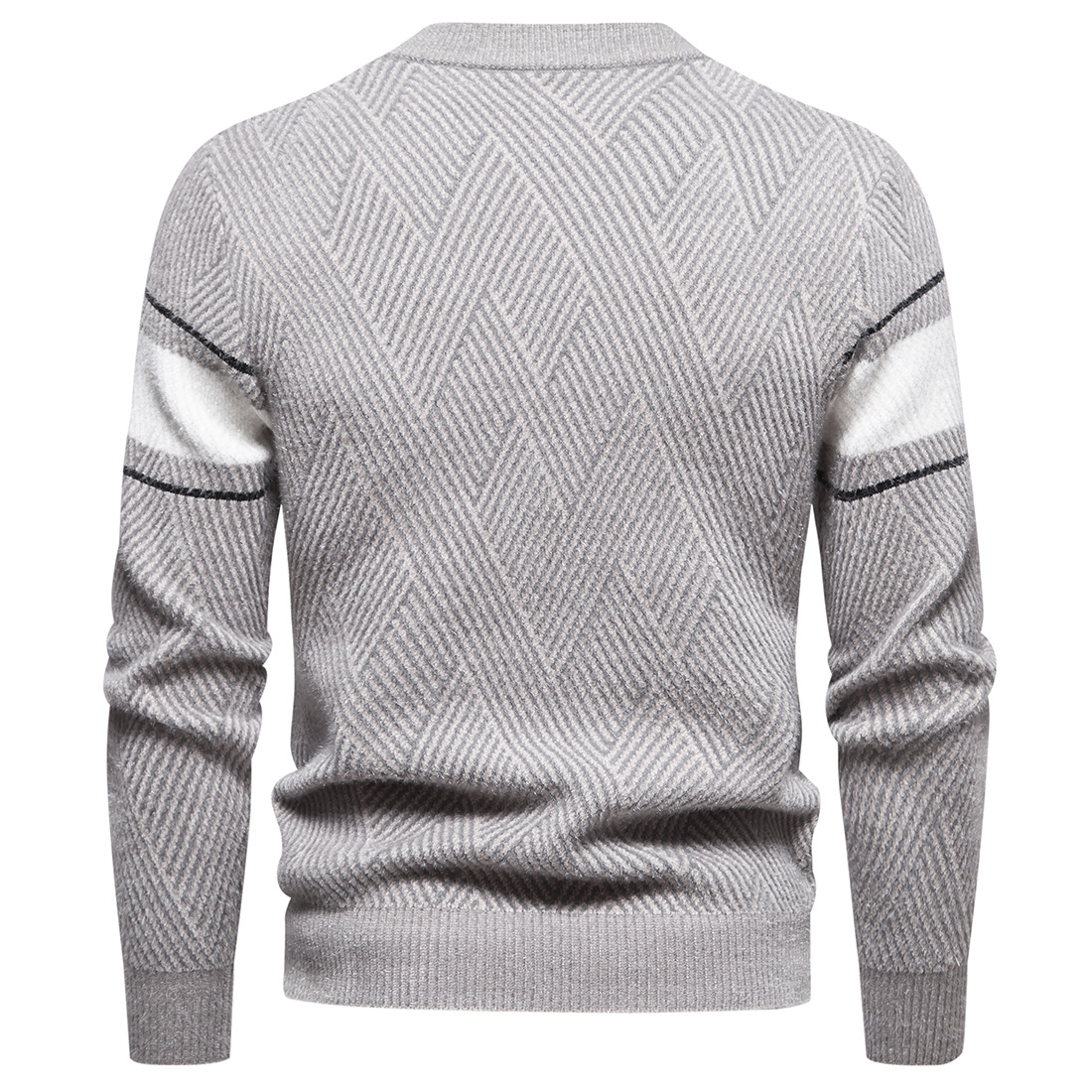 Men's Knitwear Round Neck Casual Pullover Colour Block Sweater_voghion.com