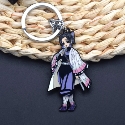 Two-dimensional animation peripheral Demon Slayer: Butterfly Ninja Insect Pillar Q version metal keychain pendant jewelry