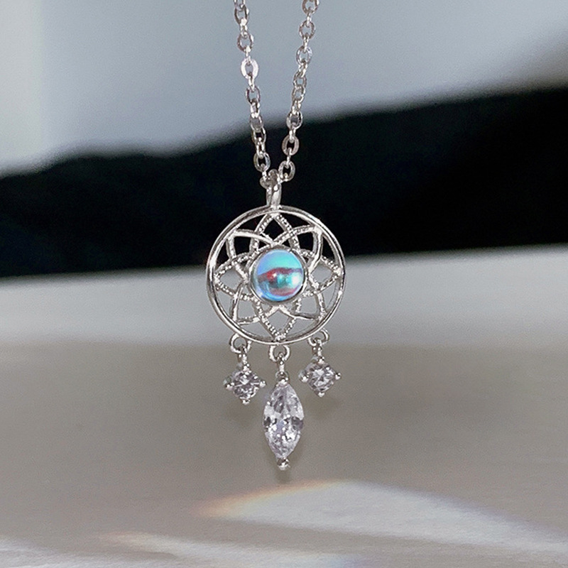 Dreamcatcher Pattern Glam Dreamcatcher Alloy Tassel Plating Inlay Artificial Gemstones Women's Pendant Necklace