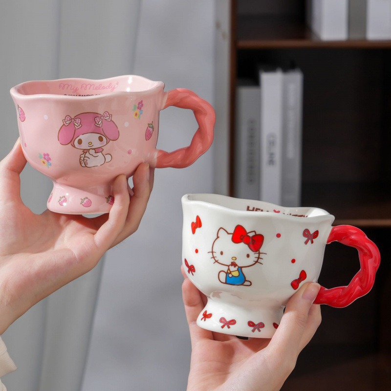 Sanliou tazas de agua cerámica de alto pie tazas de oficina tazas de agua potable domésticas tazas de café lindas de alto valor