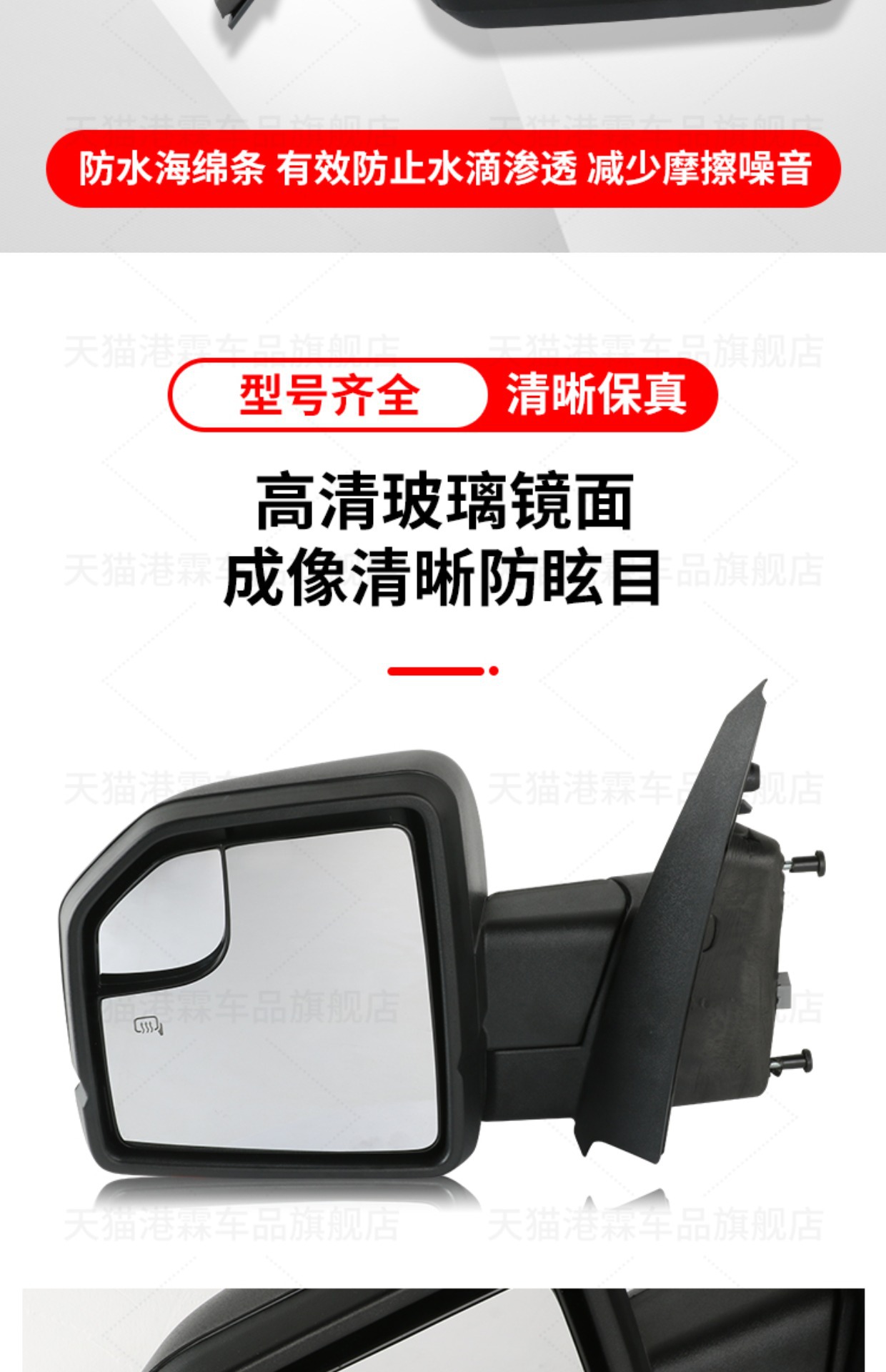 Suitable for Ford Raptor F150 rearview mirror assembly 15-20 Raptor reversing mirror left and right folding mirror