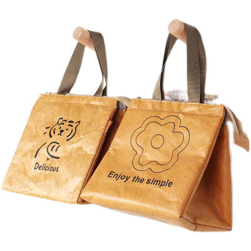 IYR7 Dupont Paper Lunch Box Bag Waterproof Insulated Bag Aluminum Foil Insulated Pouch Portable Office Worker Lunch Box Bag Gift Bag