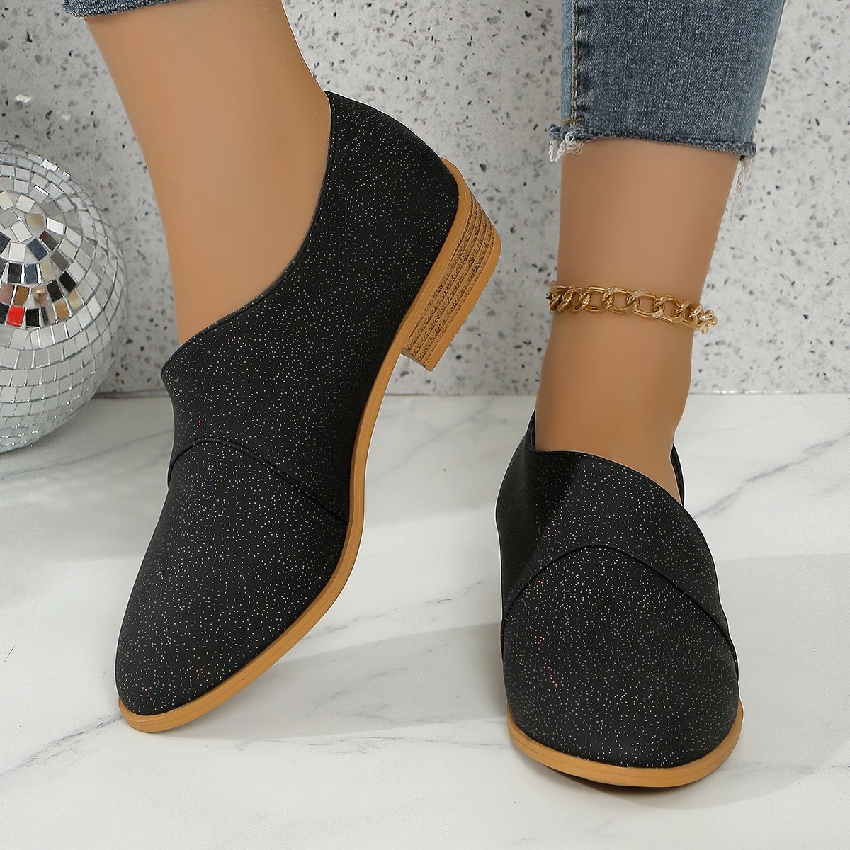 2024wish春夏欧美新款尖头侧镂空低跟深口尖头鞋女单鞋多色休闲鞋