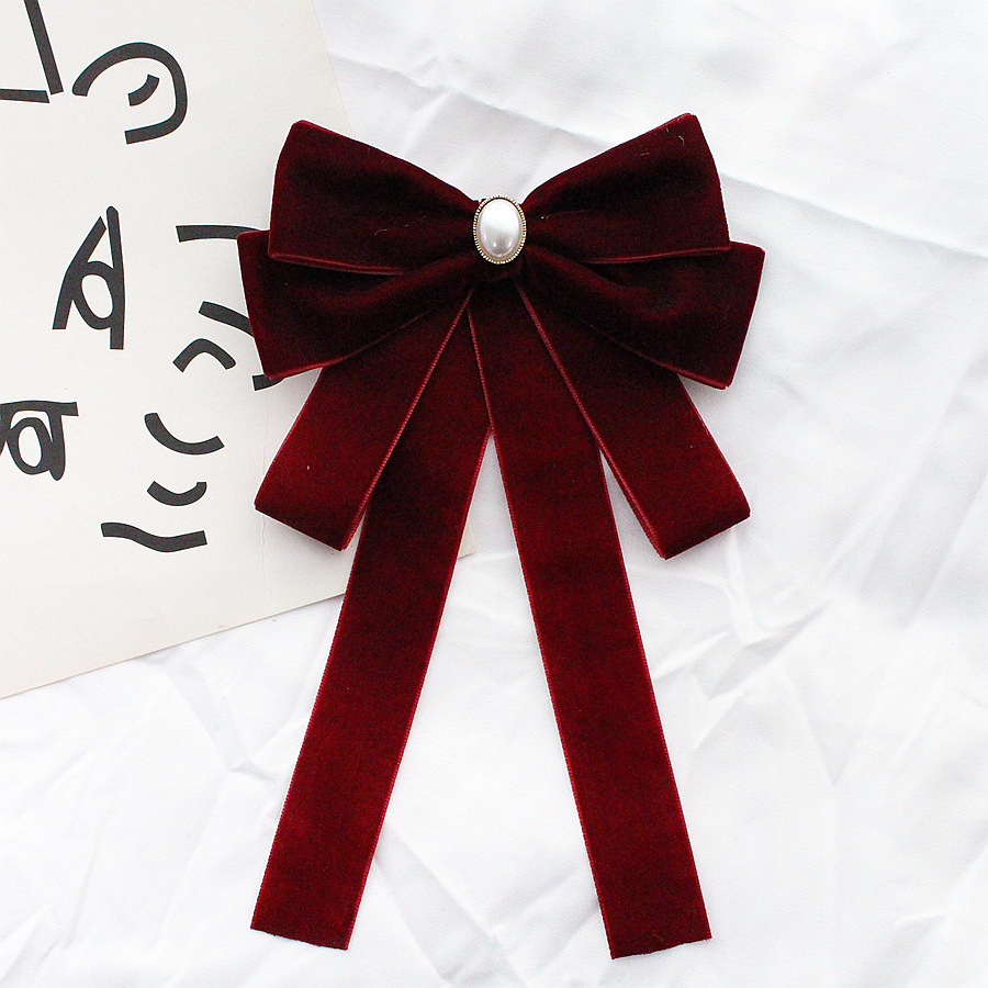 Papillon da donna, grande fiocco, spilla in velluto bordeaux, accessorio di abbigliamento nero, stile preppy, versatile_voghion.com