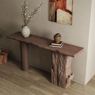 Medieval Style Solid Wood Console Table, Entrance Wall End Table, Living Room, B&B, Hotel Corridor Decoration, Simulated Stone Table