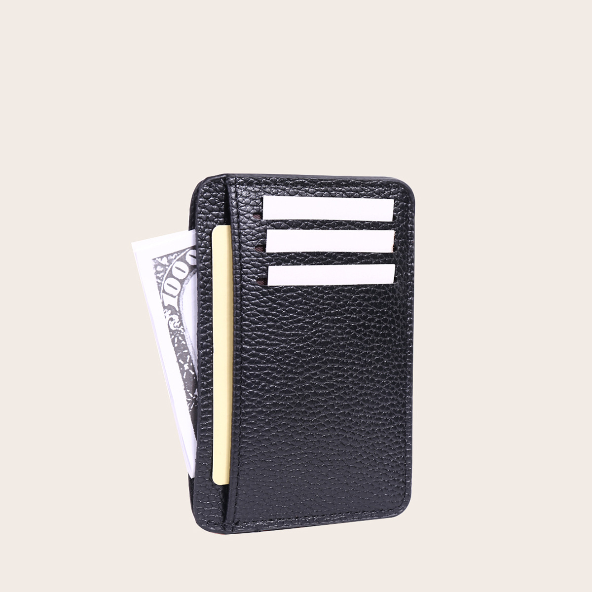 Men's Solid Color Pu Leather Open Card Holder display picture 3